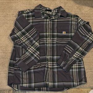 New! Carhartt Black and Green Plaid Shirt